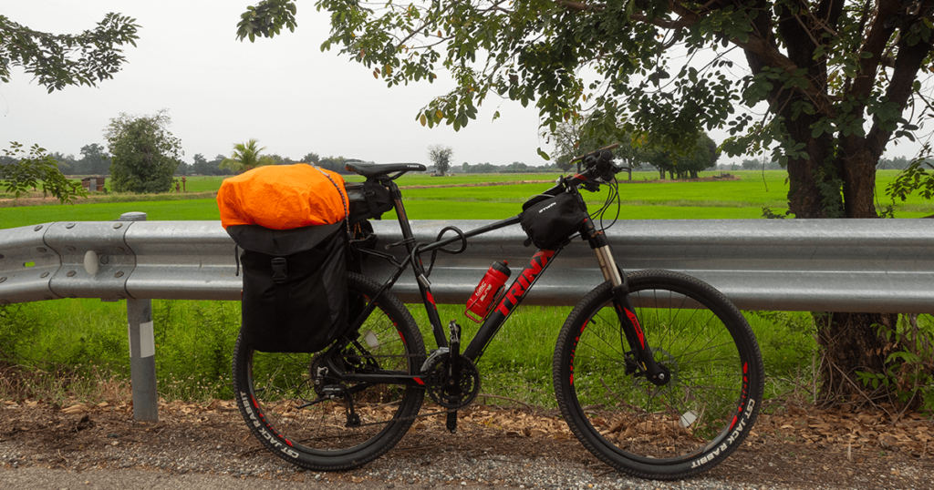 Bicycle with bickpacking gear on the way from Bangkok to Chiang Mai